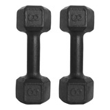 Par Halter Dumbell Sextavdo Pintado 8kg Peso De Academia Cor Preto