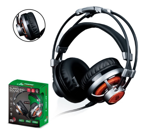 Headset Gamer Surround C/ Led Laranja Extreme 7.1 Hgss71