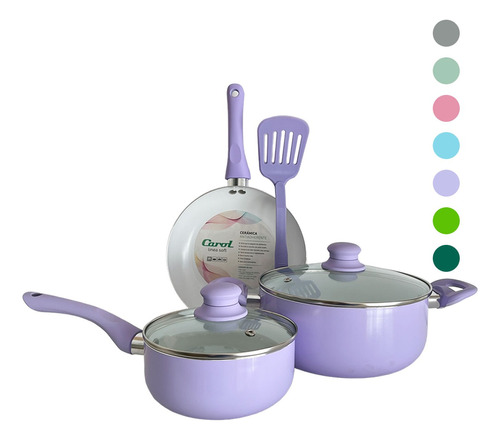 Set De Cocina Juego De Ollas Batería Cerámica Antiadher. 6pz