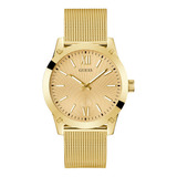 Reloj Para Hombre Guess Legacy W1049g5 Color Negro Color De La Correa Dorado Color Del Bisel Dorado Color Del Fondo Dorado