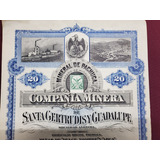 1903 Documento Antiguo Acción Minera Pachuca Hidalgo Atikosd
