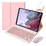 Funda C/teclado+mouse+lápiz P/galaxy Tab A7 Lite 8.7'' Rosa