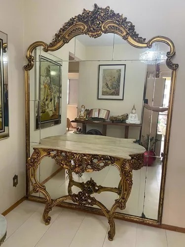 Aparador Espelho Clássico Antigo Luis Xv Dourado