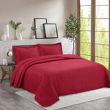 Cubrecama Quilt De Verano 2 Plazas Queen Pompones Burdeo