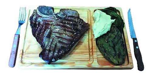 Plato Tabla Madera Asado Carnes 19x30cm Jgo 8 Pzas