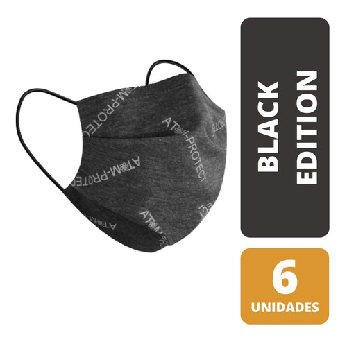 Barbijo Atom-protect Tapaboca Negro Con Clip Nasal X 6un