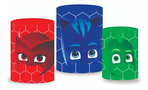 Trio Capas Cilindro Sublimado Veste Fácil Pj Masks