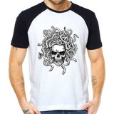 Camisetas Caveira Skull Medusa Estilosas Camisas Raglan