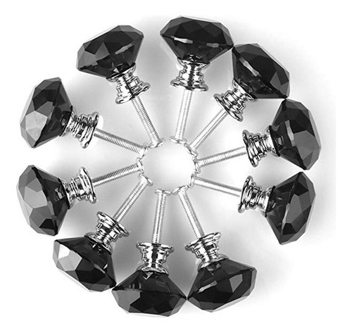 Tiradores Cristal Forma Diamante Cajón Alear Negro 20pcs 