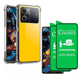 Capa + 2x Películas Ceramica 9d Para Xiaomi Poco X5 Pro 5g Cor Transparente