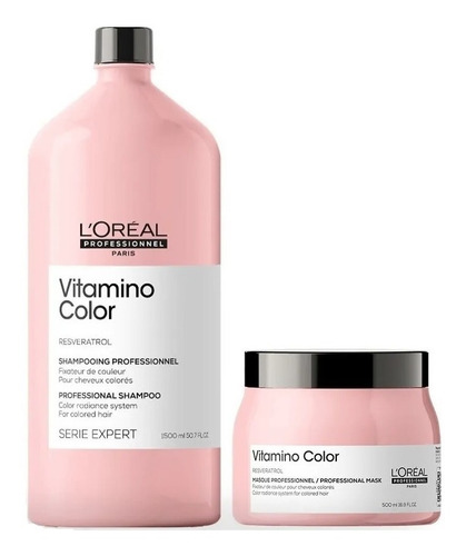 Loreal Kit Shampoo 1500 Ml + Mascara 500 Ml Vitamino Color