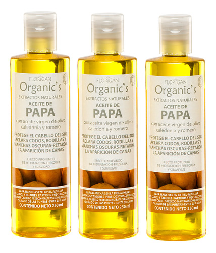 Aceite Fortalecedor De Papa Cabello Y Cuerpo Florigan 3pzas 