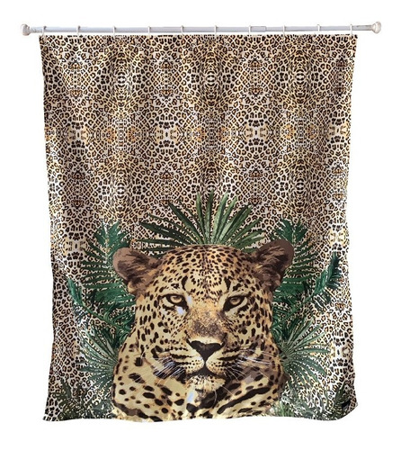 Cortina De Baño De Tela, Estampa Leopardo + Forro Protector + Diseño Original