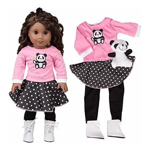 Conjunto De Falda Panda Poodle Para American Girl Y 18 'doll