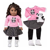 Conjunto De Falda Panda Poodle Para American Girl Y 18 'doll