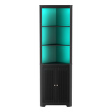 Rolanstar Estante Esquinero Con Luz Led, Gabinete Esquinero