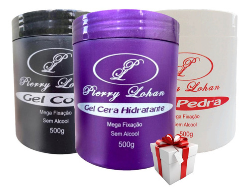 Kit Gel Cera Cola E Pedra Pierry Lohan 500g - 3 Unidades