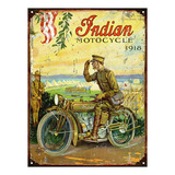 Cartel Chapa Publicidad Antigua Moto Indian 1918 L231