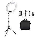 Iluminador Led Ring Light 49cm 55w Maquiagem Fotos Com Tripé Cor Preto