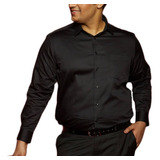 Camisa Social Masculina Plus Size Longa Extra Grande Preta