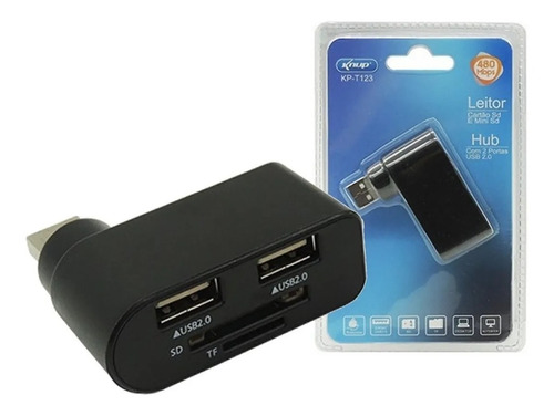 Hub Usb Com Leitor De Cartão Micro Sd Pc 2 Portas Notebook