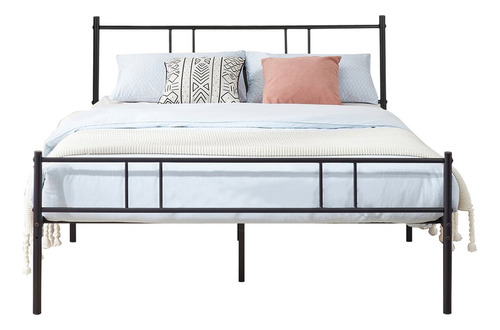 Cama Matrimonial, Base De Cama De Metal Color Negro (sin Colchón, 197*141cm) Homemake Furniture