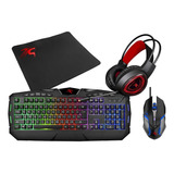 Combo Gamer Sentey Rgb Auricular Teclado Mouse Pad Kit Led