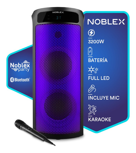 Torre De Sonido Noblex Mnt490f Bluetooth 3200w Color Negro