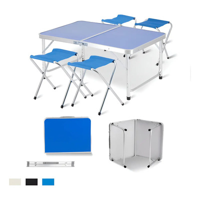 Mesa Plegable Portafolio 1.20m Aluminio Azul Con 4 Sillas CJR | MercadoLibre
