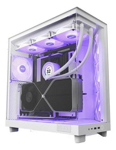 Gabinete Gamer Nzxt H6 Flow Rgb Branco Vidro Temperado Mid