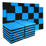 50 Paneles Acusticos Insonorizados Para Paredes Azul Y Negro