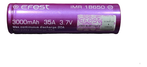 Pilas Baterías Efest 18650 - 3000mah - 3.7v - 35a