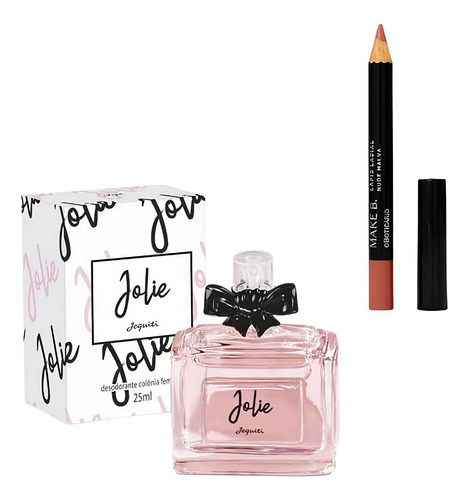Kit Presente Perfume Feminino Jolie + Lápis Labial Nude Malva