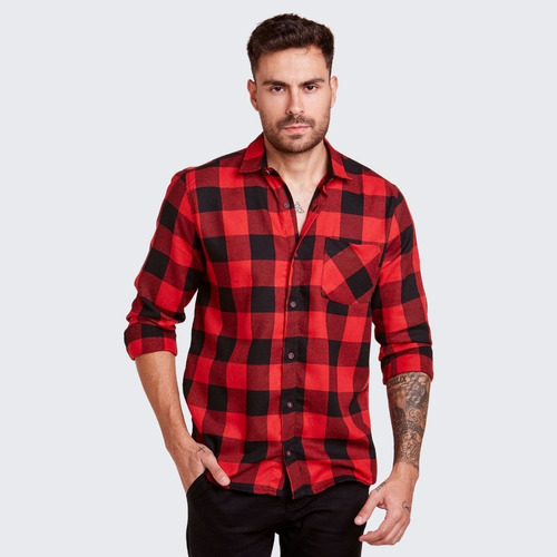 Camisa Xadrez Masculina Blusa Manga Longa Adulto Cowboy