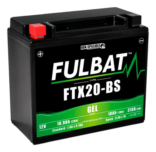 Batería De Moto Fullbat Ytx20-bs 12v 18ah