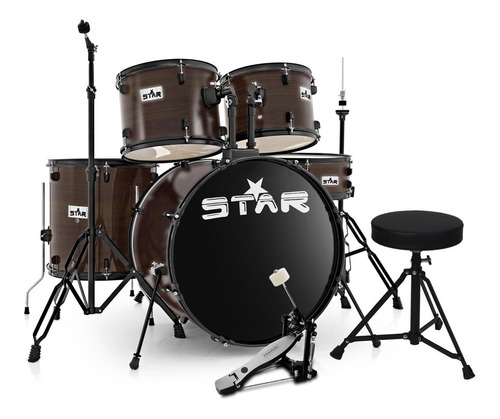 Bateria Star 5 Cuerpos Incluye Fierros, Banqueta Y Pedal