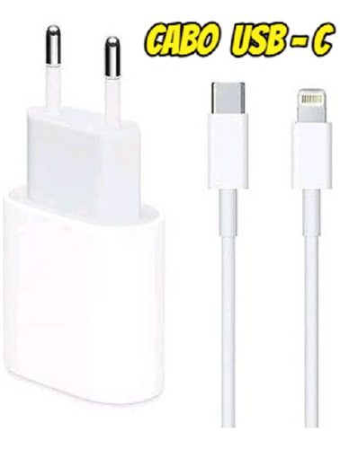 Cabo + Fonte Compatível iPhone 14 13 12 Xr Usb-c 