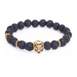 Pulsera León Unisex Color Negro Piedra Lava Volcánica