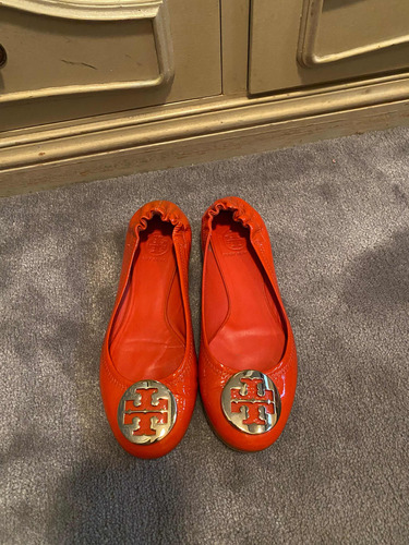 Flats En Charol Tory Burch Originales Color Naranja