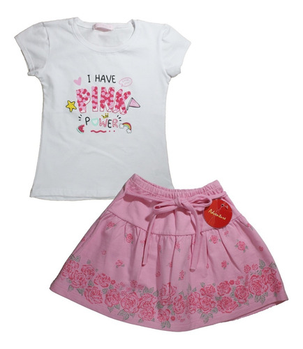 Conjunto Remera Y Pollera Para Nena - Pink