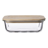 Contenedor Refractario Vidrio De 1050ml Bamboo Rectangular