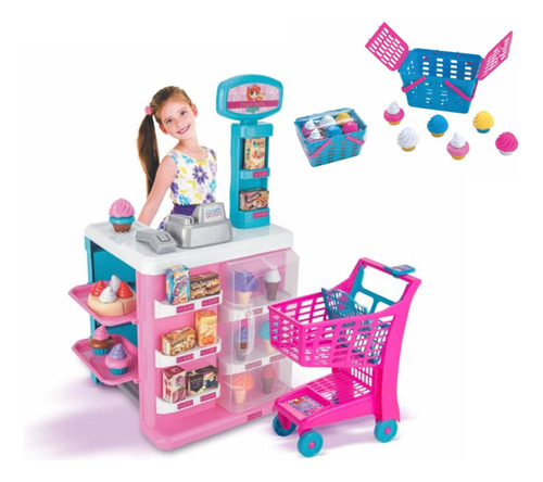 Mercadinho Infantil Confeitaria Cestinha Carrinho Magic Toys