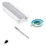 Perfil Alumínio Embutir Slim 3metro Com Fita Led 120 E Fonte Cor Da Luz Branco Branco-neutro Tensão De Operação 12v 110v/220v