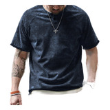 Camiseta Americana Holgada Henley De Talla Grande De Sleeve