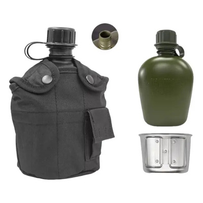 Cantimplora Anfora Táctica Militar +vaso Taza Aluminio Negro | MercadoLibre