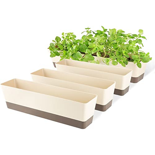 Caja De Ventana Plantas, Paquete De 4 Macetas Suculenta...