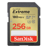 Cartão Sandisk Extreme Sd Uhs-i 256gb U3 V30 180mb/s 4k