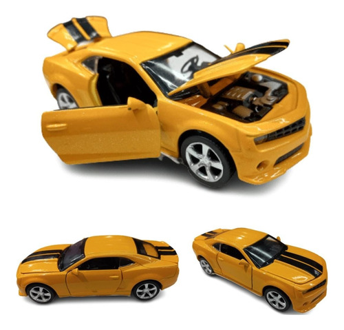 Carrinho De Ferro Camaro Miniatura Abre Capô Mala E Porta 