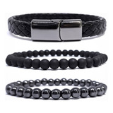 Kit De Pulseiras Masculinas Com Fecho Magnético