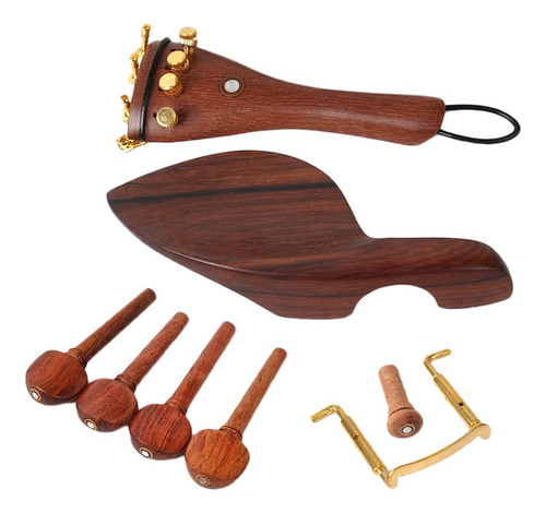 Set De Rosewood 4/4 Violin Parts Chinrest Clavijas De